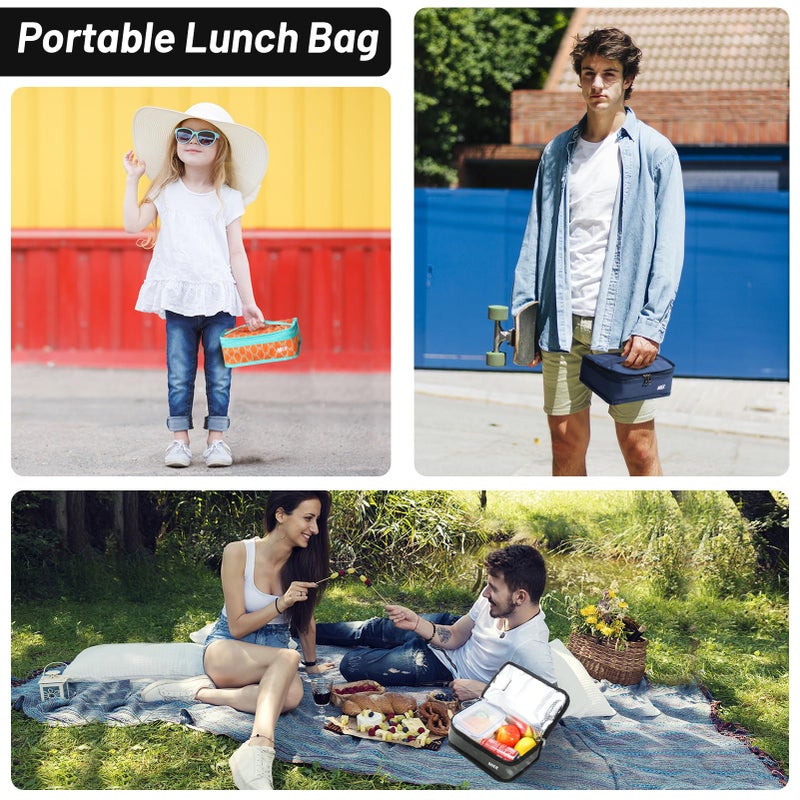 MIER Small Lunch Bag for Kids & Adults Compact Insulated Lunch Box Portable Thermal Mini Cooler for Work School Travel, Grey - Image 5